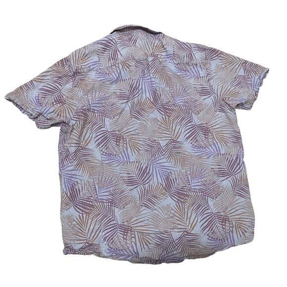 Tenth + Ocean Linen Blend Short Sleeve Hawaiian Shirt Palm Leaves Purple Men XXL - Picture 5 of 5